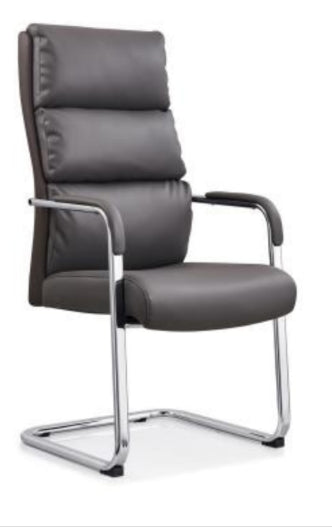 High Back Soft Pad Grey Leather Visitor Chair - HB-210C